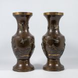 Pair of Japanese, Bronze display vases.