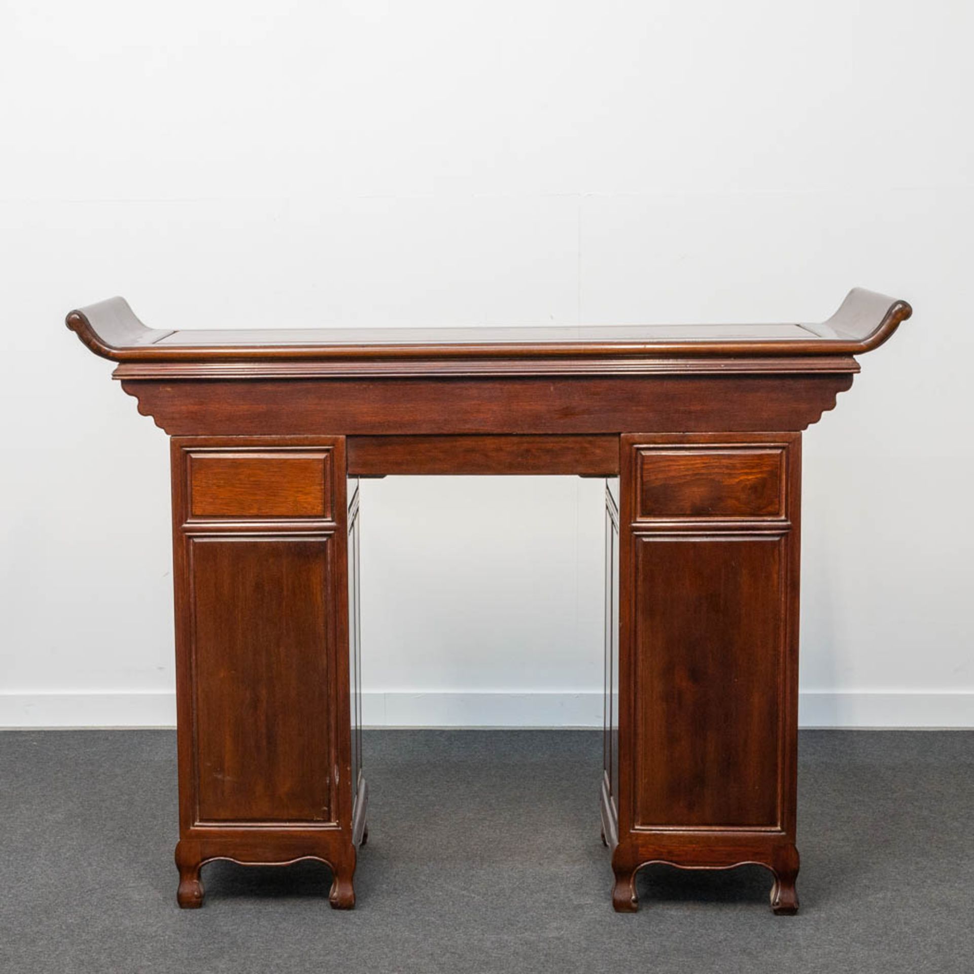 A Chinese hardwood Scroll Desk - Image 3 of 23