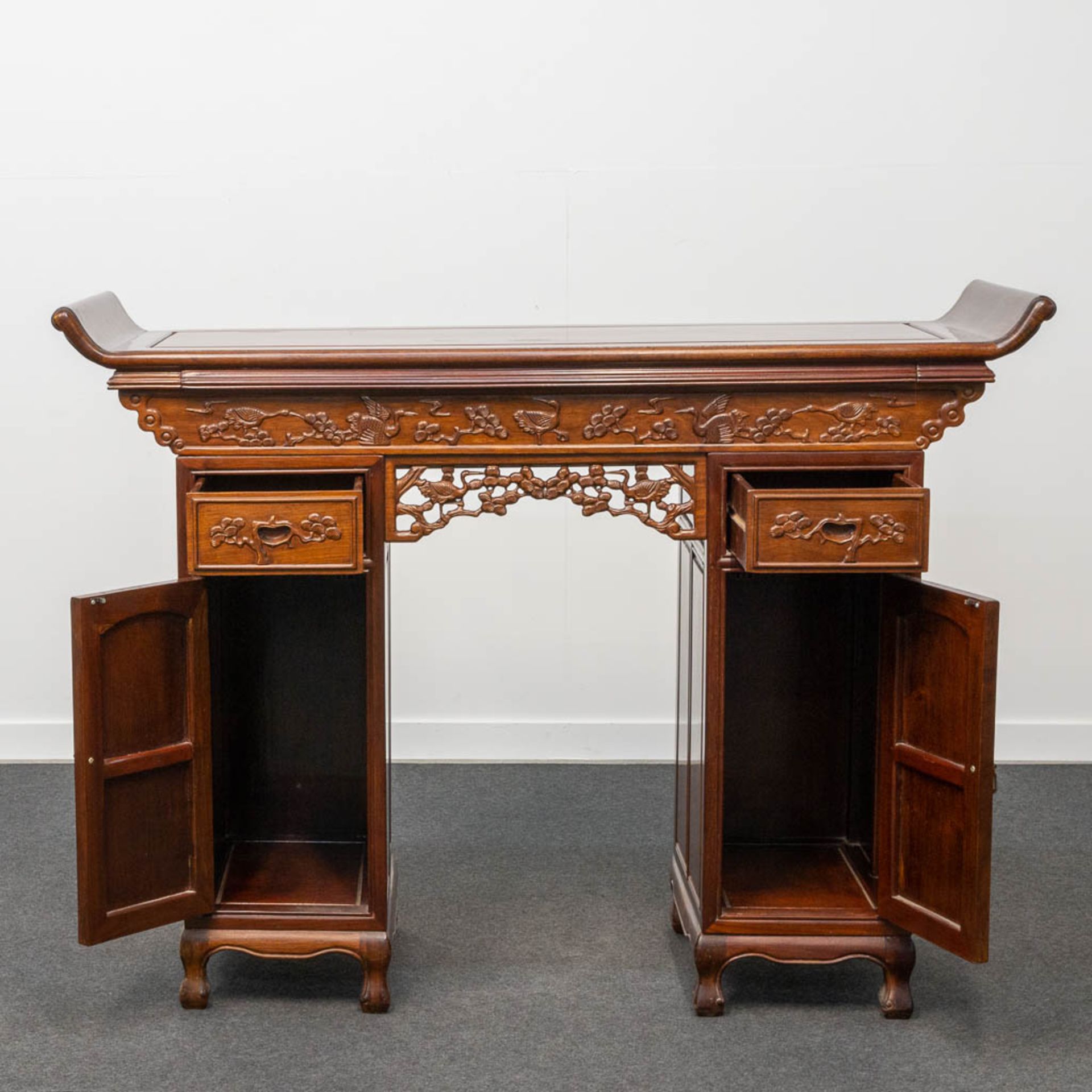 A Chinese hardwood Scroll Desk - Image 10 of 23