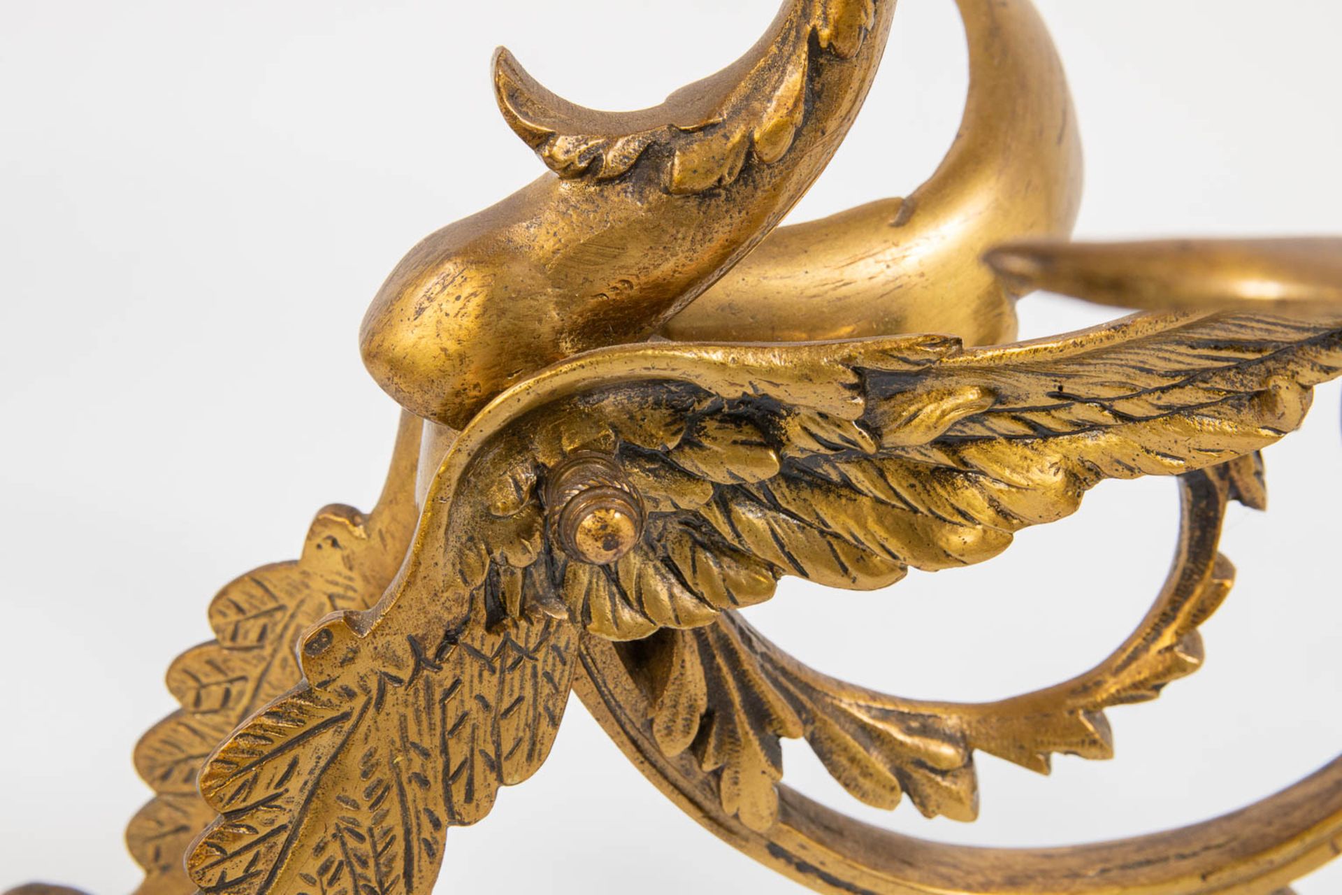 A pair of brass candlesticks in the shape of a dragon with wings. The first half of the 20th centur - Image 12 of 12