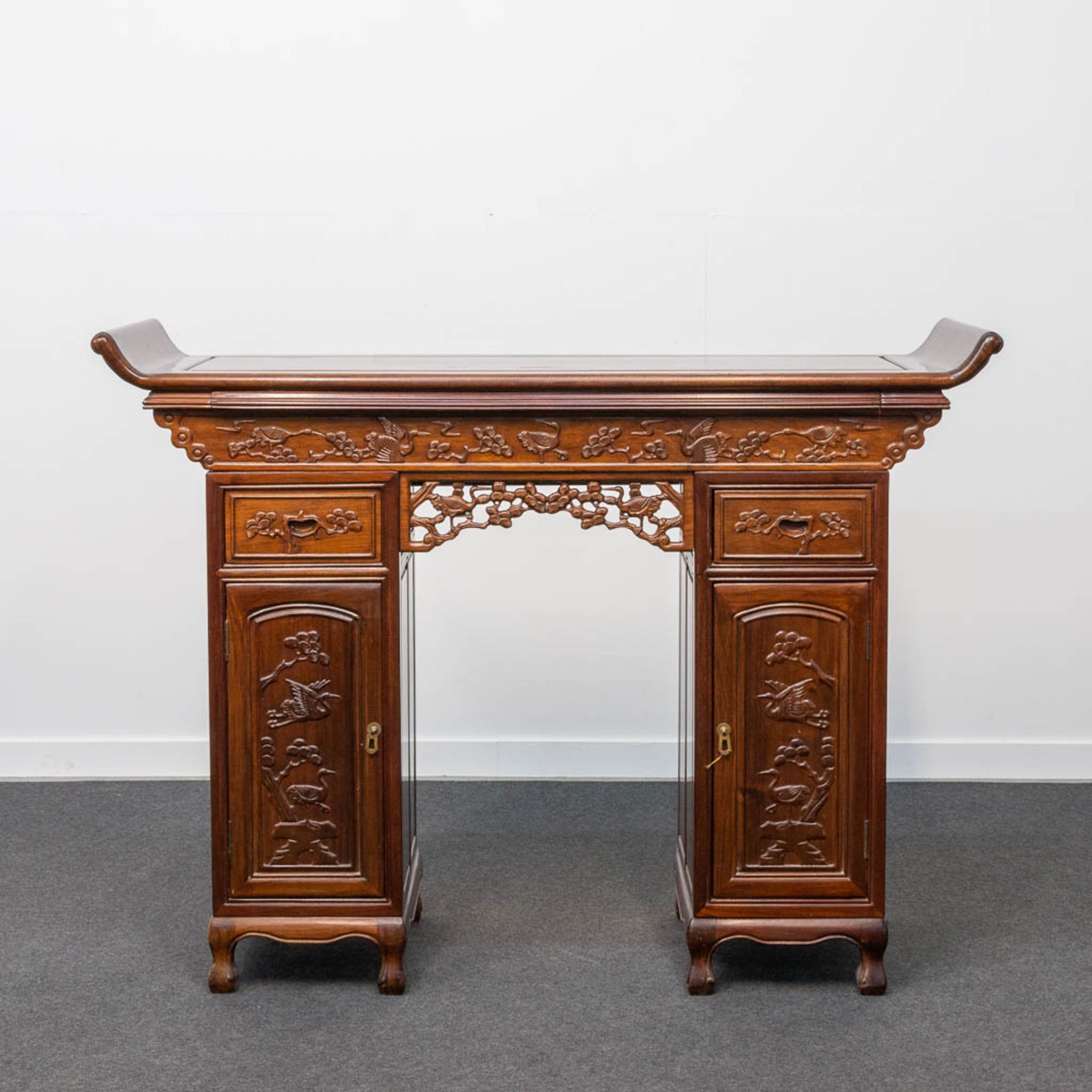 A Chinese hardwood Scroll Desk - Image 2 of 23