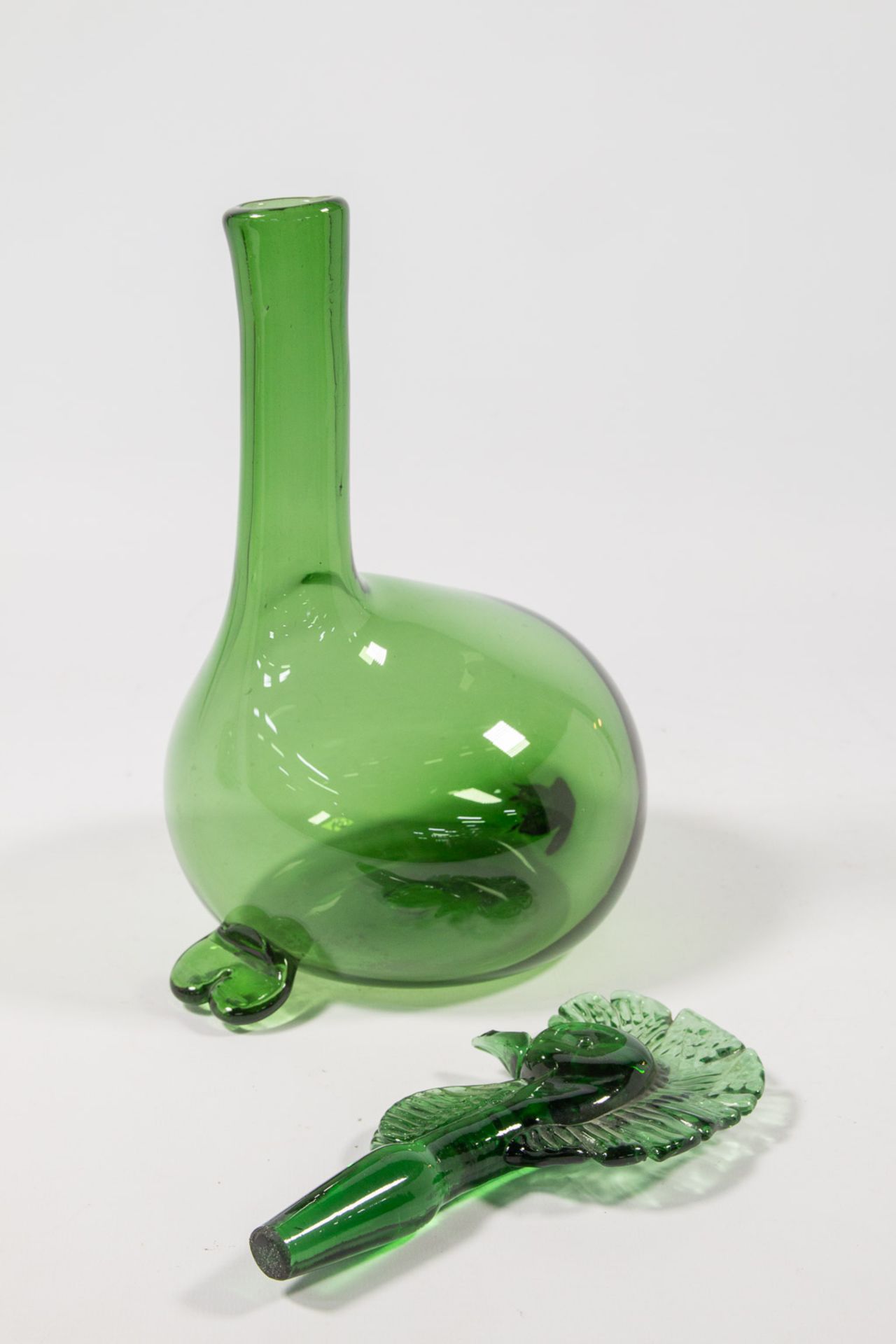 An Empoli Glass Rooster and Duck Decanter - Image 11 of 15