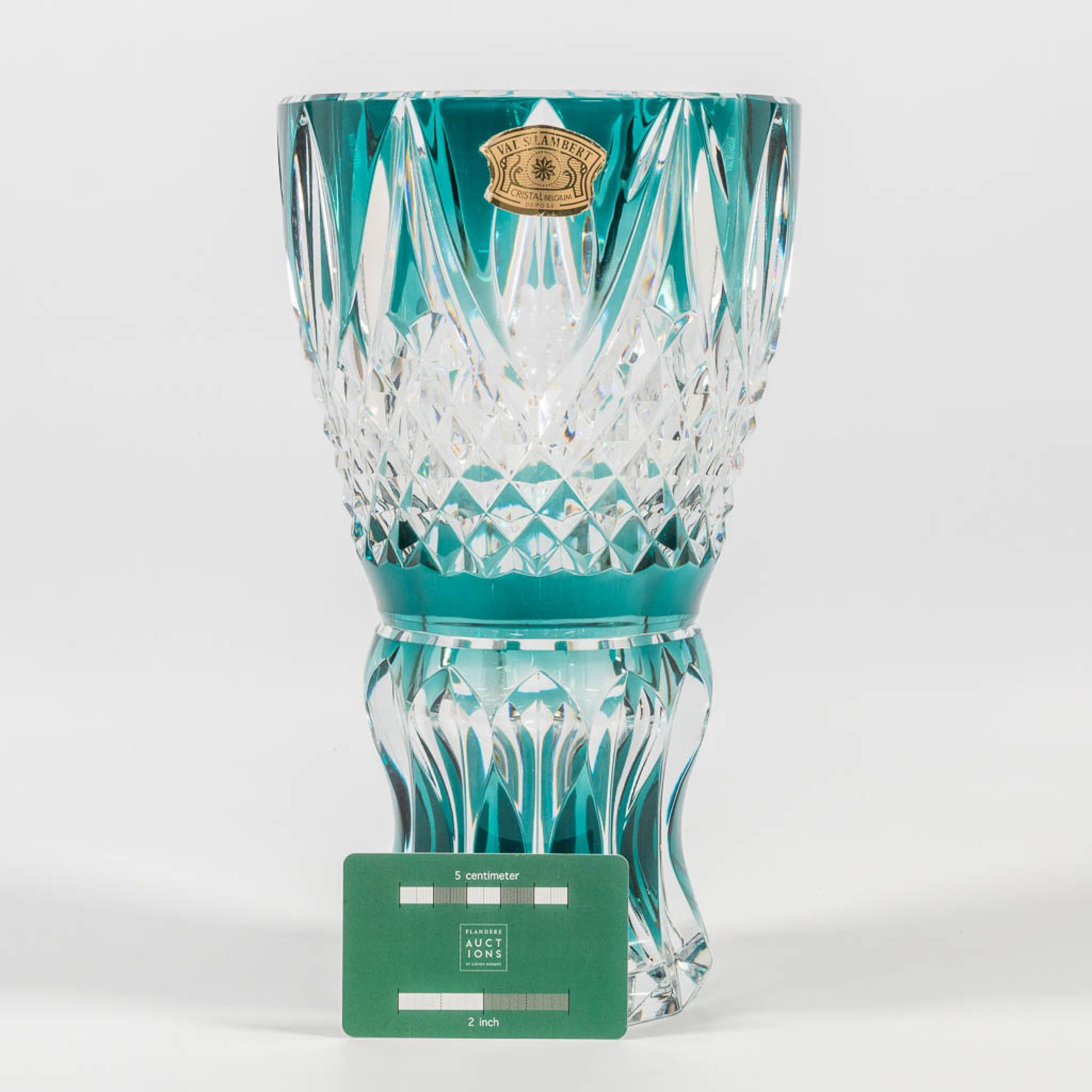 A large Val Saint Lambert crystal vase, marked with sticker and signature. - Image 11 of 13