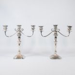 Pair of silver-plated candelabra