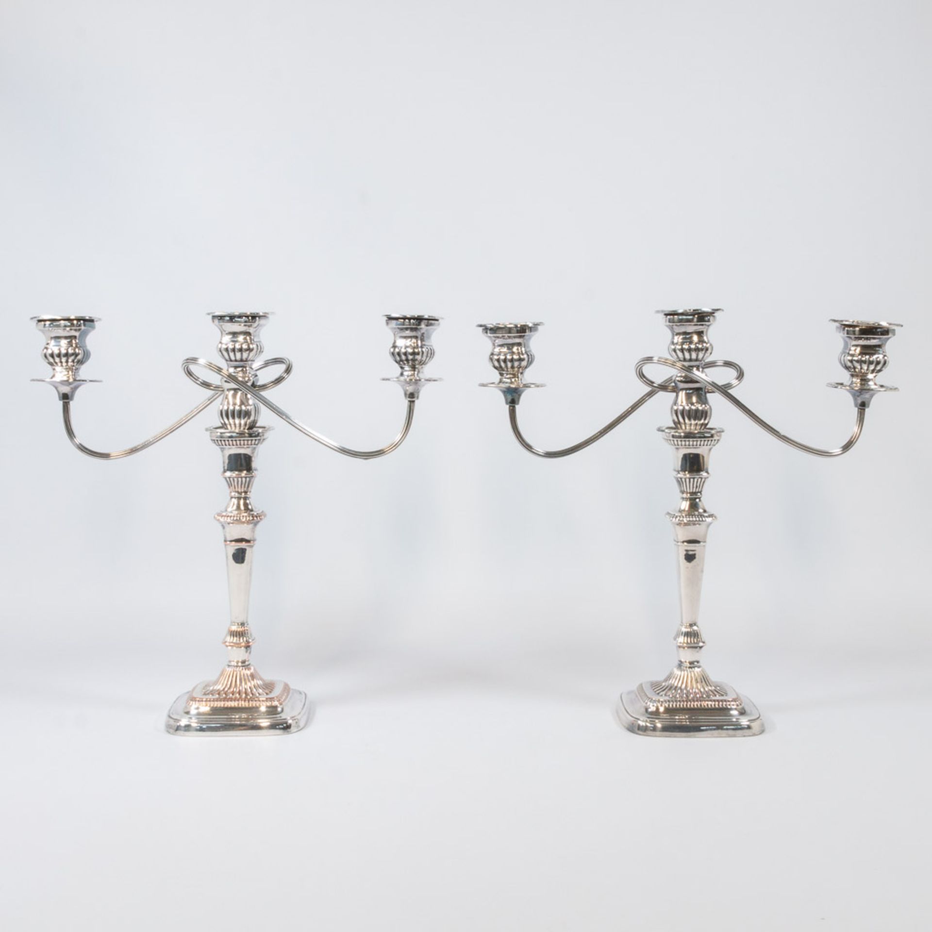 Pair of silver-plated candelabra