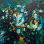 Paul KLEIN (1909-1994) 'Carnaval de Dunkerque', A collection of Clowns and Jesters, oil on canvas.