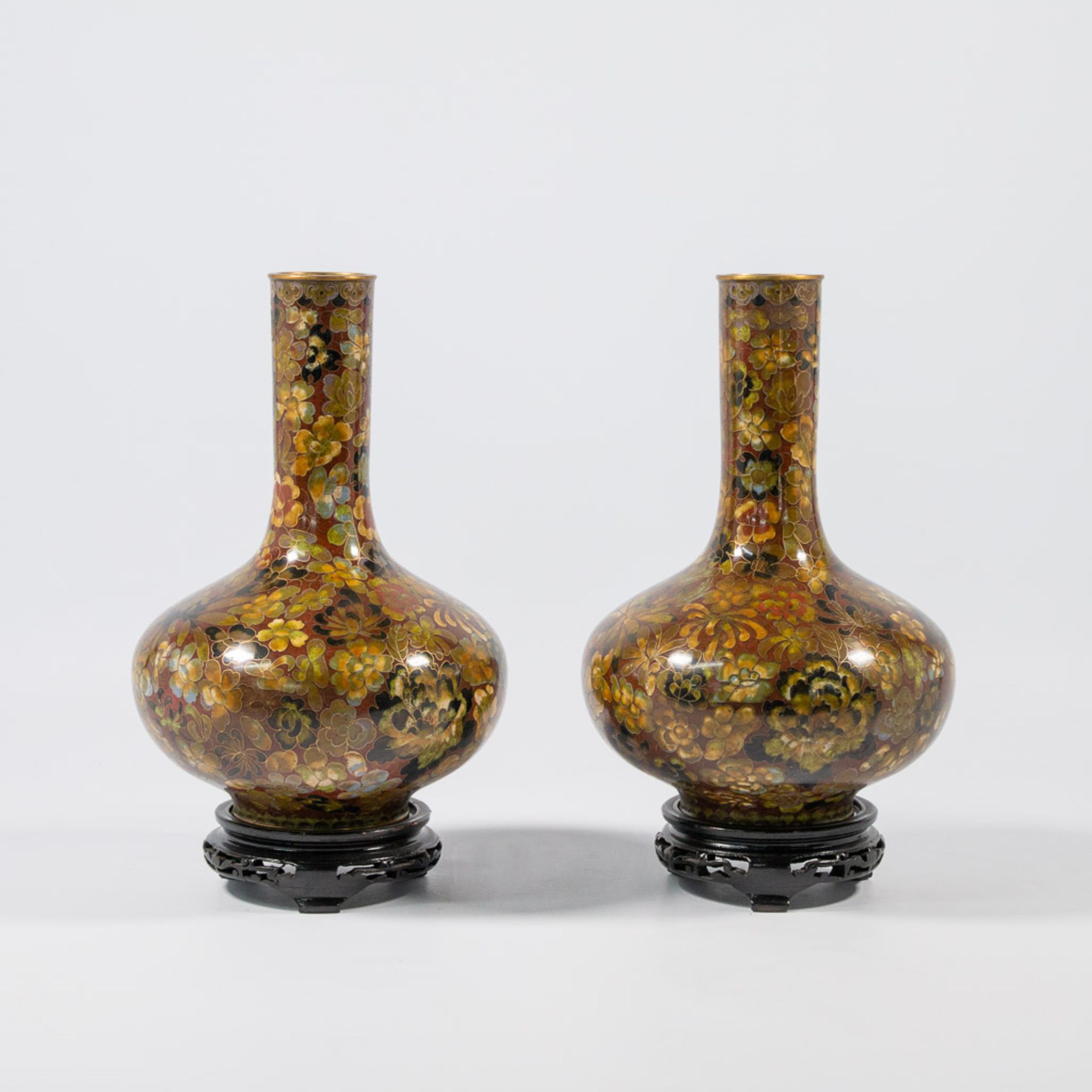 A pair of cloisonné vases - Image 2 of 12
