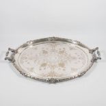 A large silver-plated serving plate, marked Joseph Fraget / Warszawie