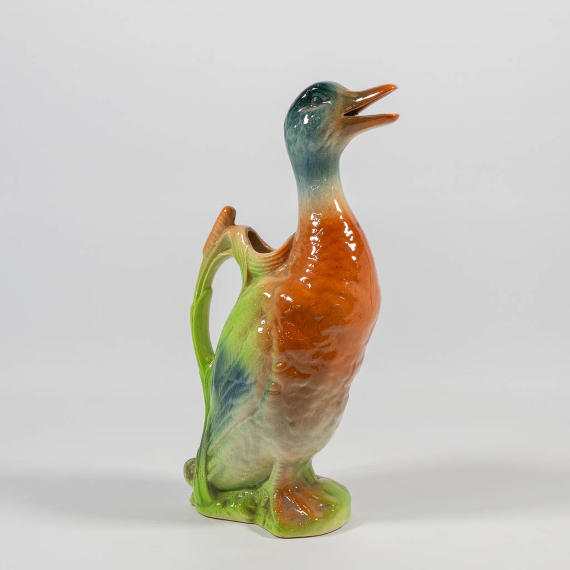 A Barbotine Duck Water Pitcher, made in France first half of the 20th century. - Bild 6 aus 20