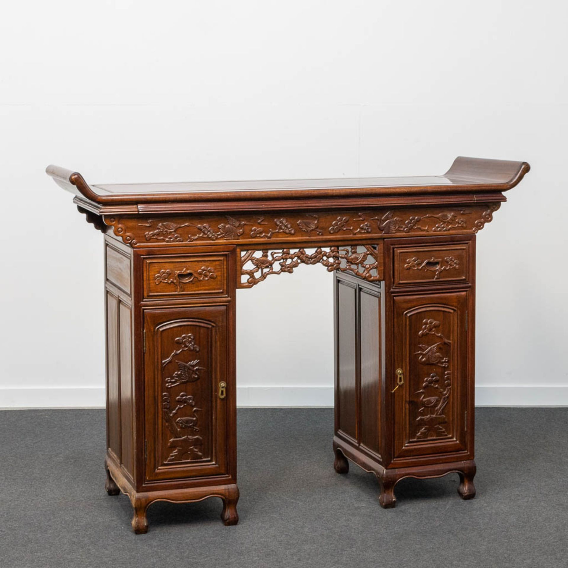 A Chinese hardwood Scroll Desk