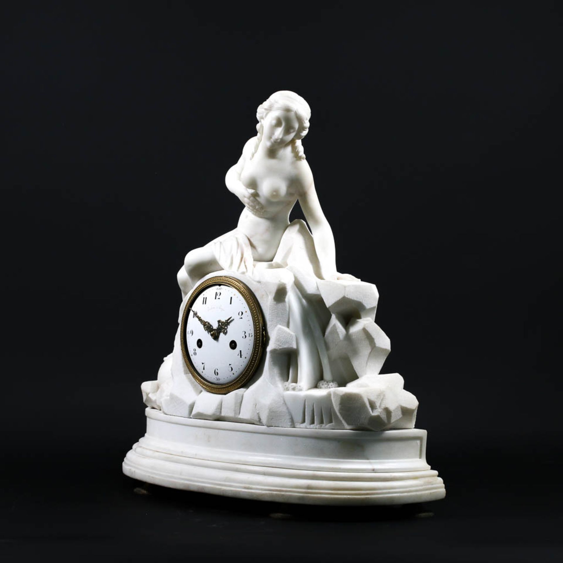 A table clock, sculptured of white Carrara marble, Pochon à Paris, second half of 18th century. - Bild 8 aus 16