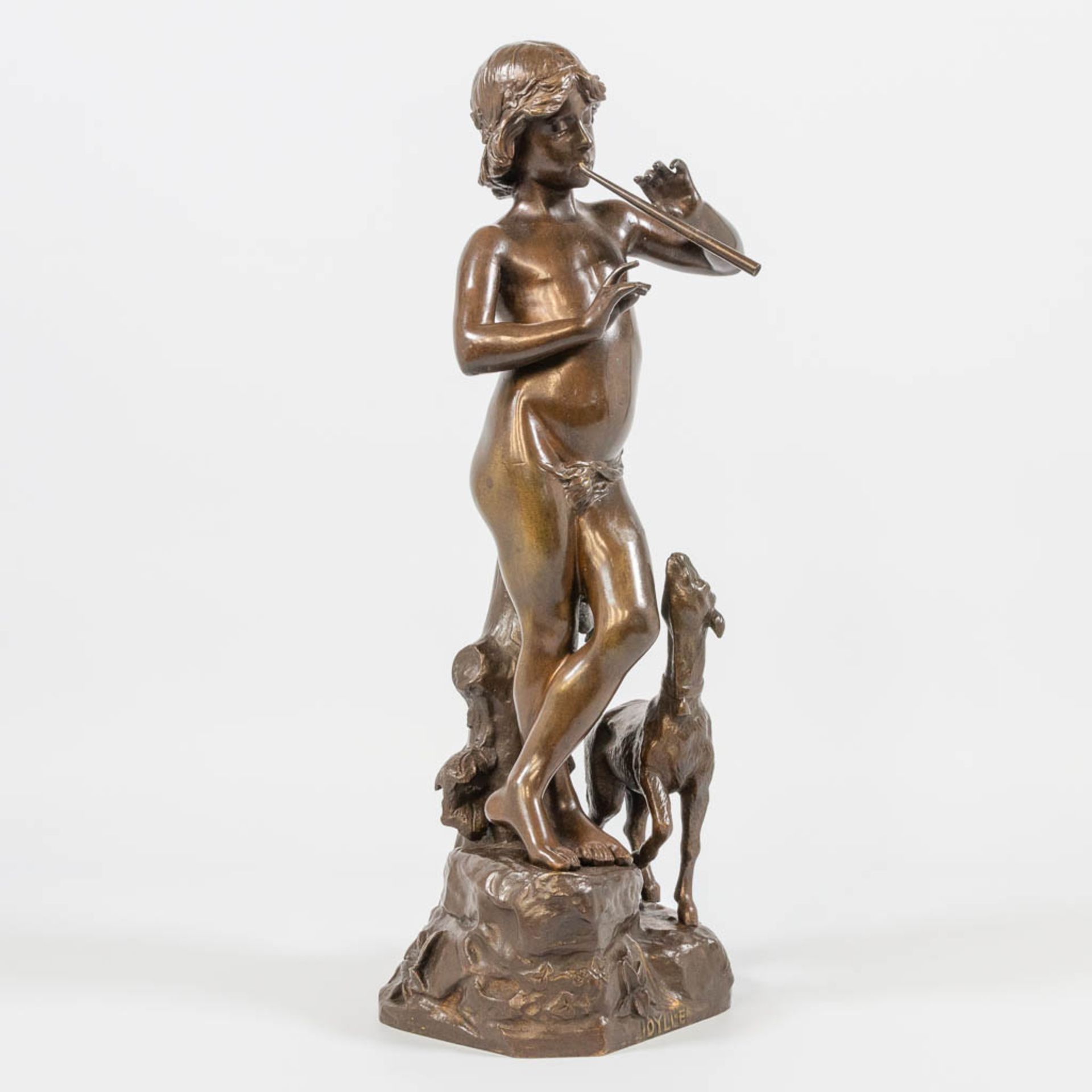 Joaquim ANGLES CANE (1859-c.1911) 'Idylle', a bronze statue, a man with a flute and goat - Bild 4 aus 19