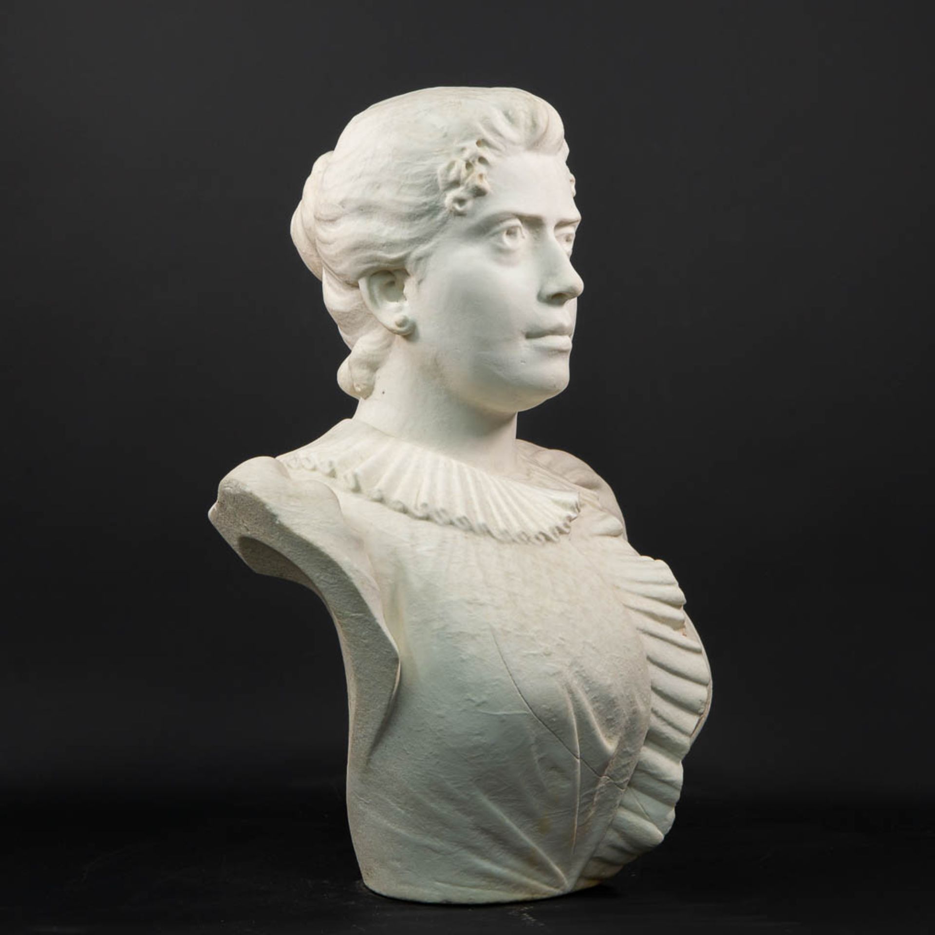 A Large bust sculptured from white Carrara marble illegibly marked on the left shoulder. - Bild 2 aus 17