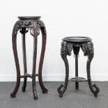 A collection of 2 planters in Chinese hardwood, of which one is sculptured as an elephant and the ot