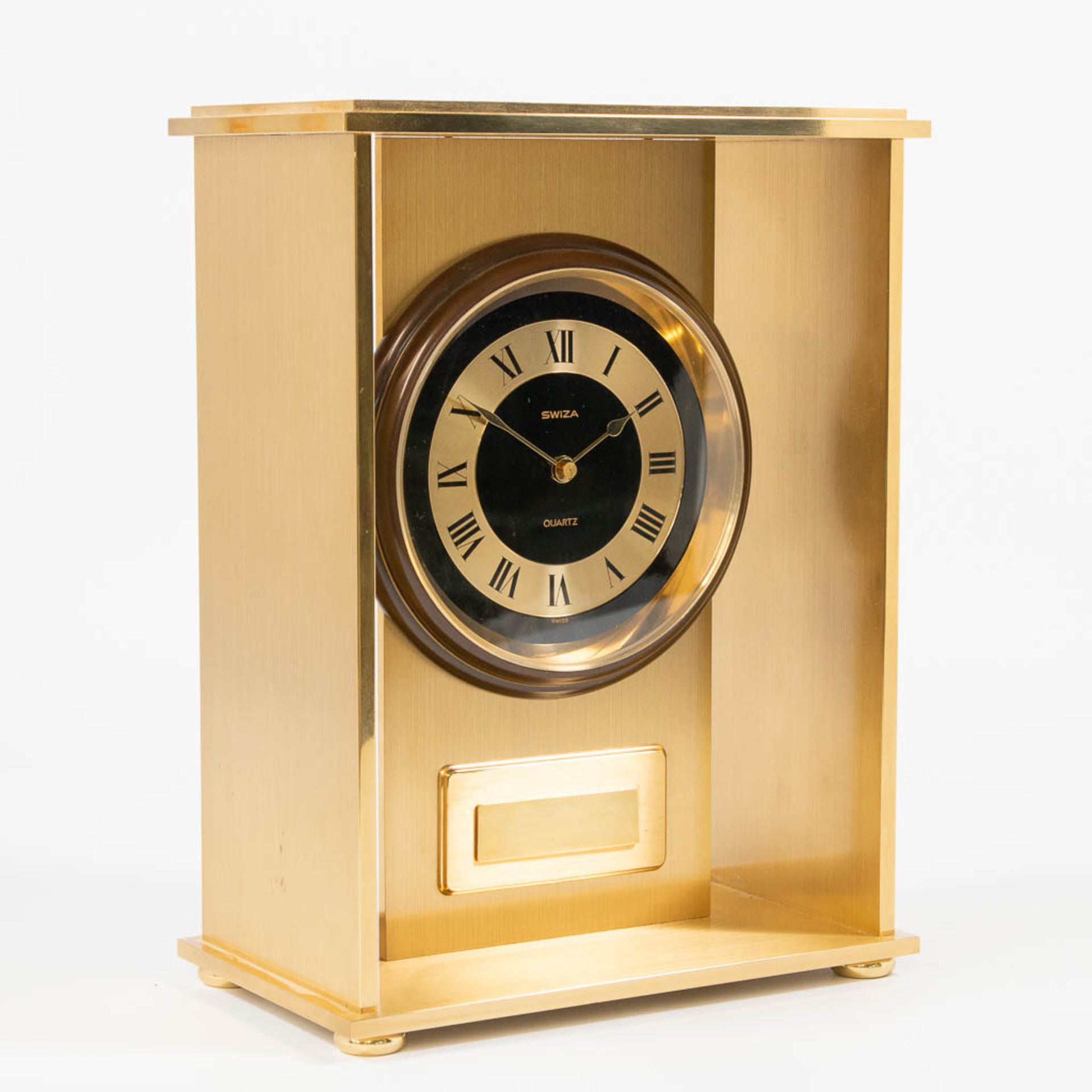 A Swiss made Swiza Table clock, made of Brass with a Quartz battery movement - Bild 9 aus 14
