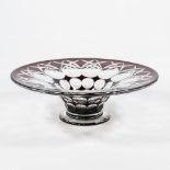 A hand-made Val Saint Lambert fruit bowl Clear and brown crystal, marked with sticker and signature.