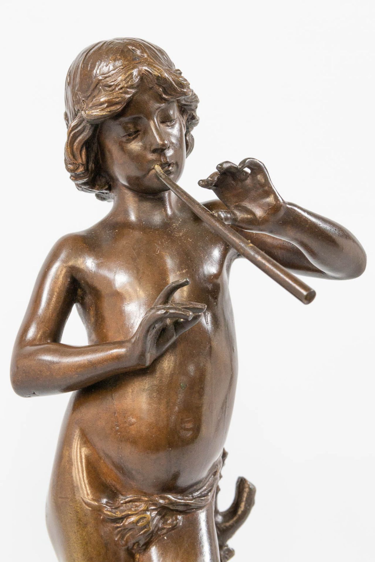 Joaquim ANGLES CANE (1859-c.1911) 'Idylle', a bronze statue, a man with a flute and goat - Bild 16 aus 19