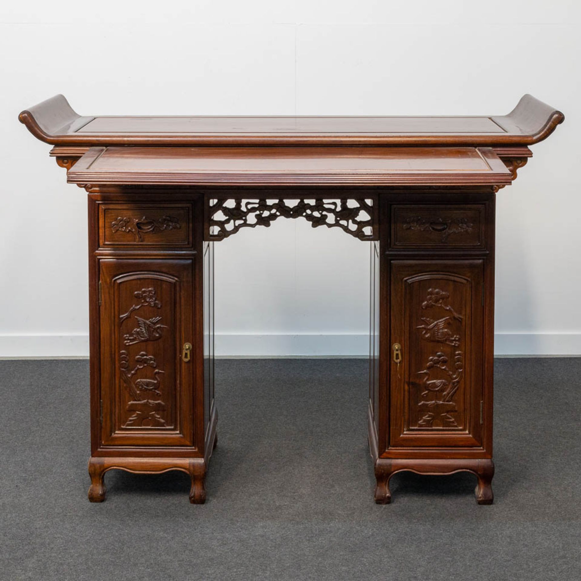 A Chinese hardwood Scroll Desk - Image 13 of 23