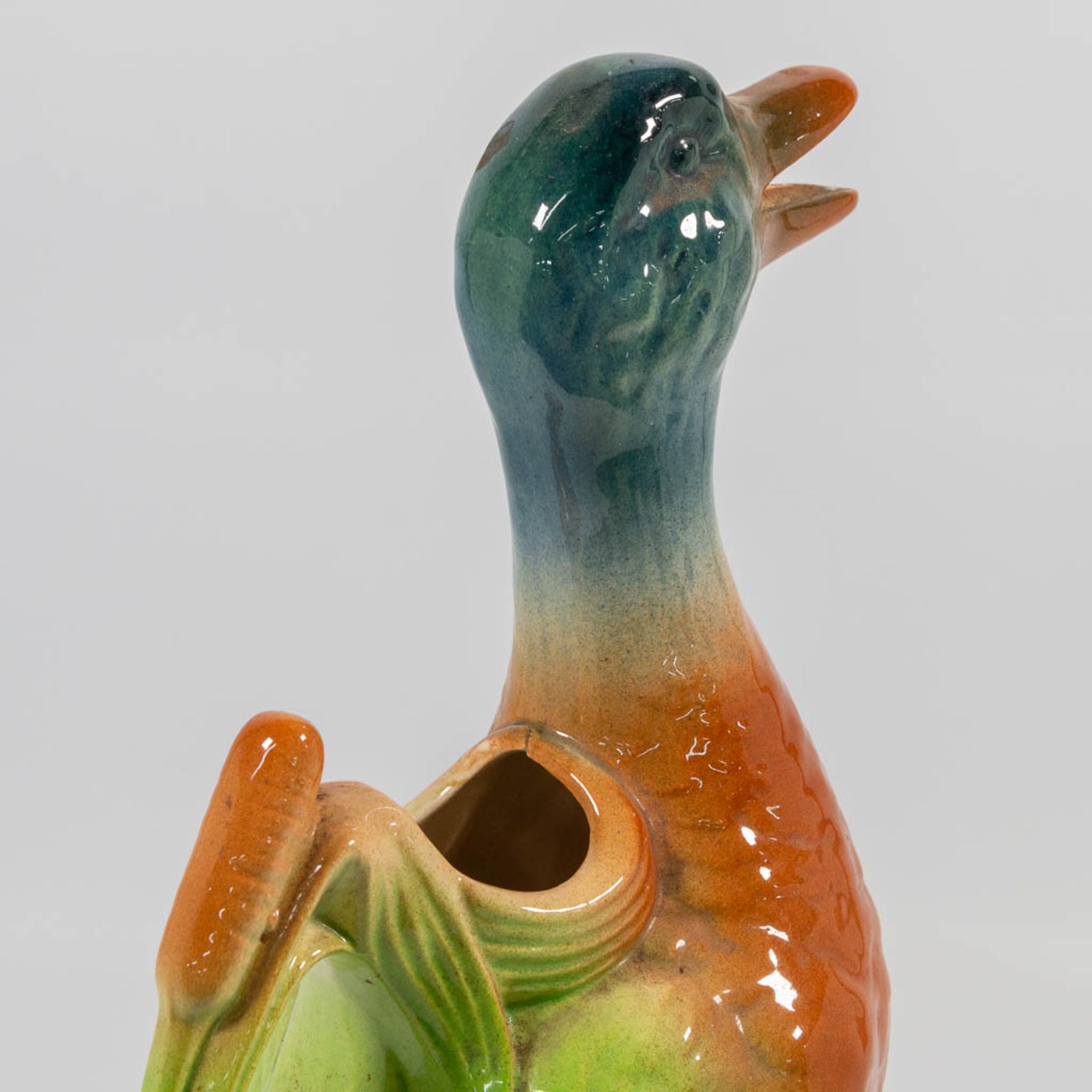 A Barbotine Duck Water Pitcher, made in France first half of the 20th century. - Bild 8 aus 20