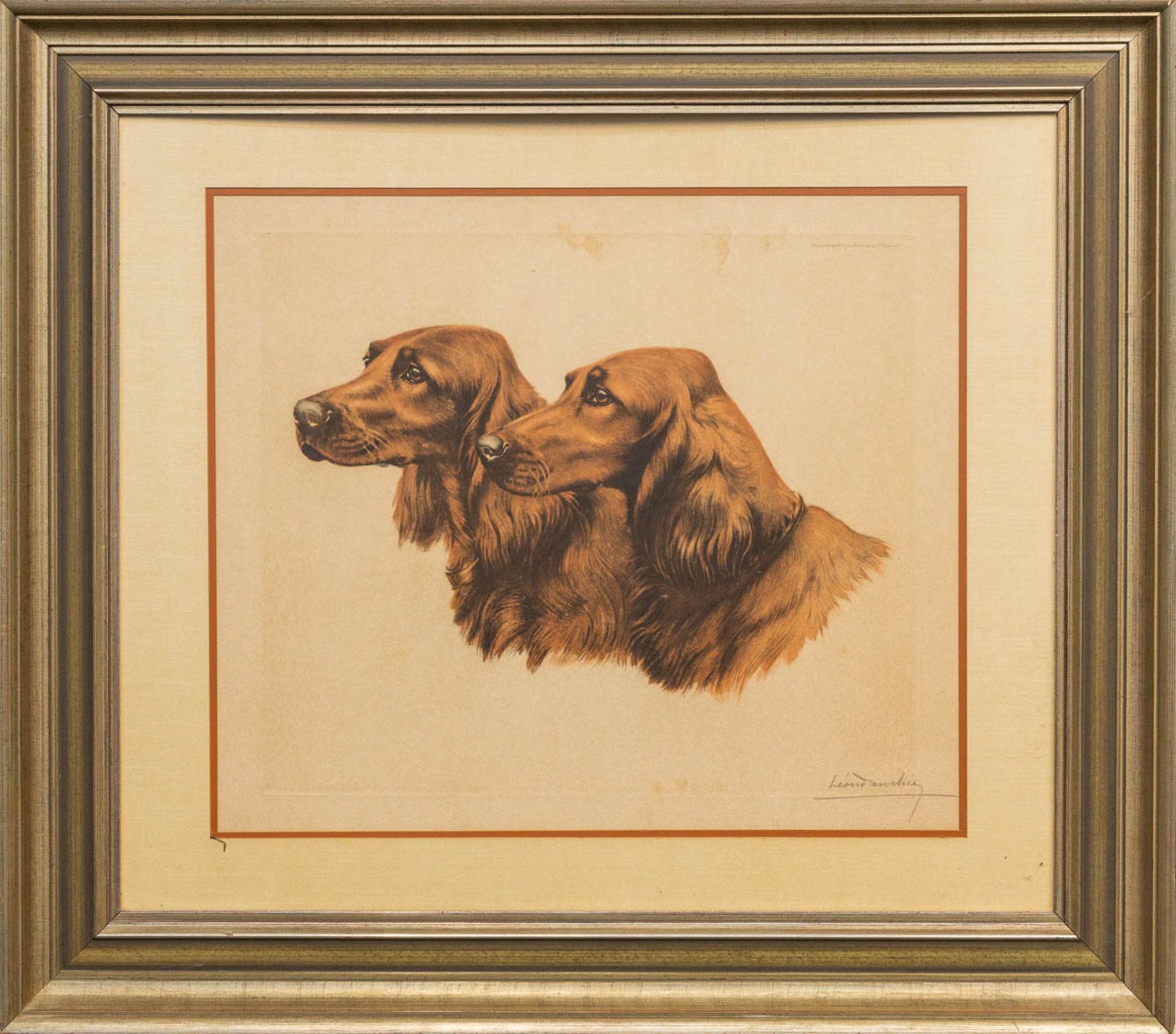 Léon DANCHIN (1887-1938) A collection of 2 framed etchings with 'Irish Setters and a spaniel'. - Bild 2 aus 12