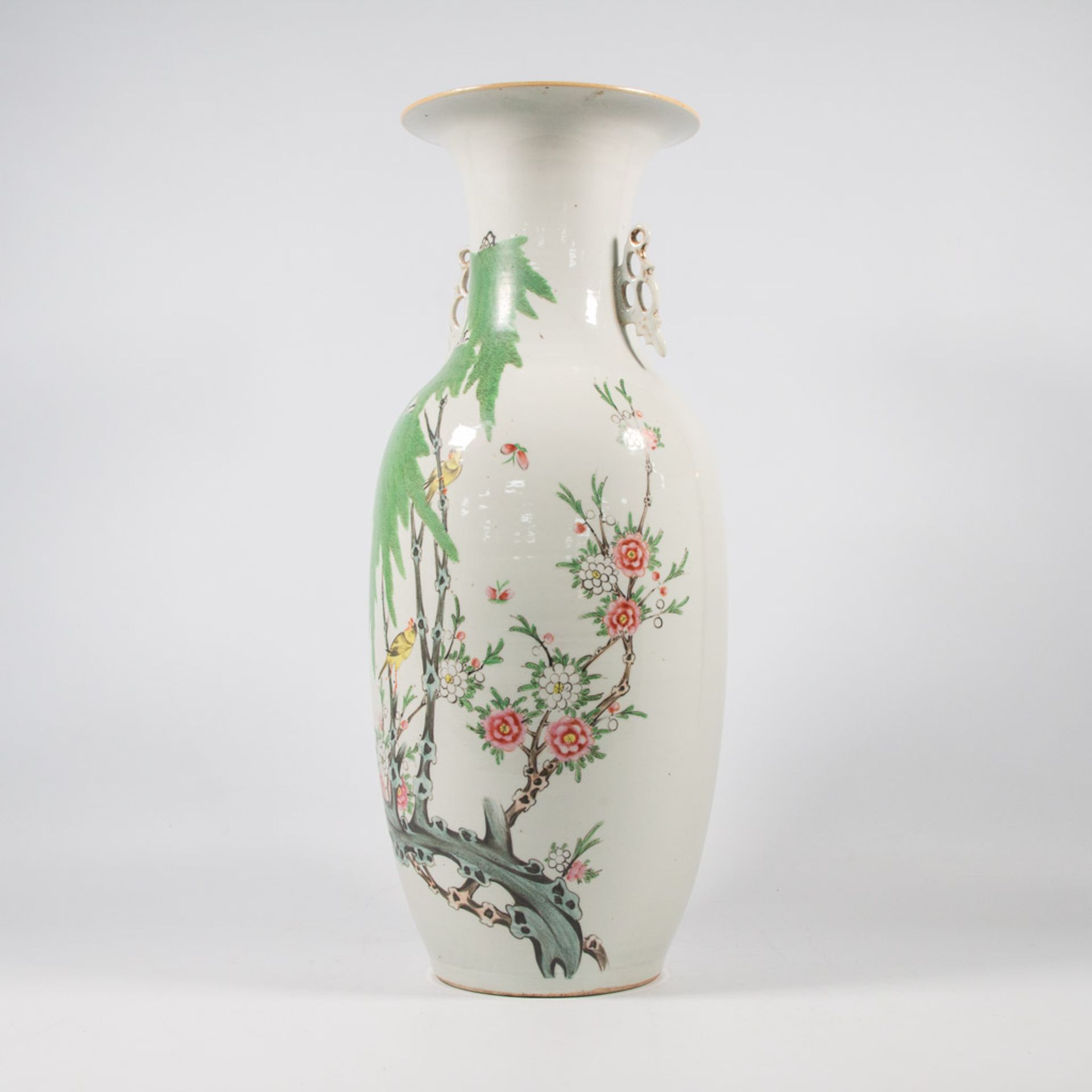 A Chinese Vase, Decor with Birds and Flowers - Image 3 of 16