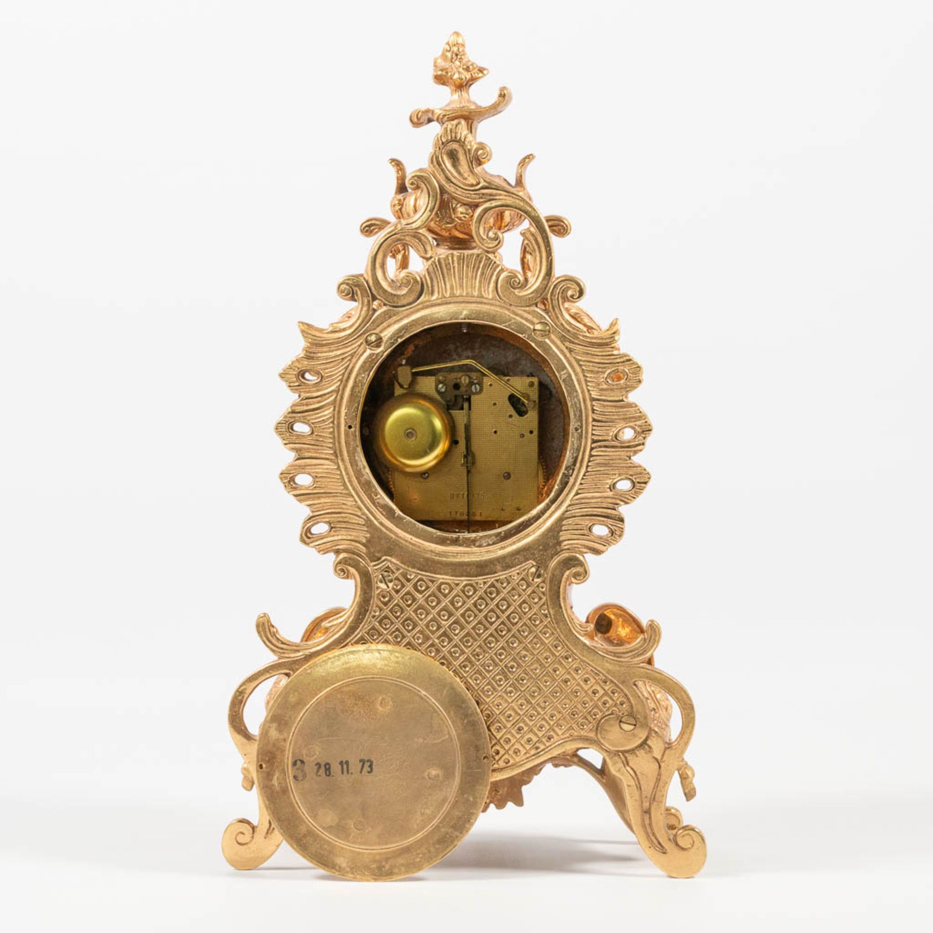 A vintage bronze clock 'Pevanda' with mechanical movement, made around 1970. - Image 7 of 19