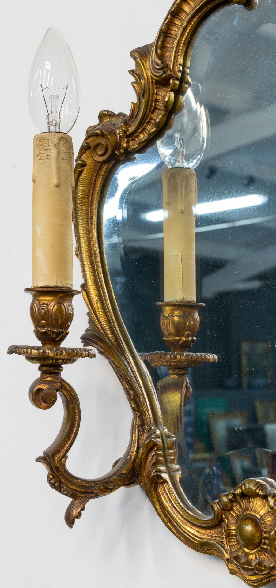 A pair of bronze hall lamps with mirrors. First half of 20th century. - Image 14 of 14