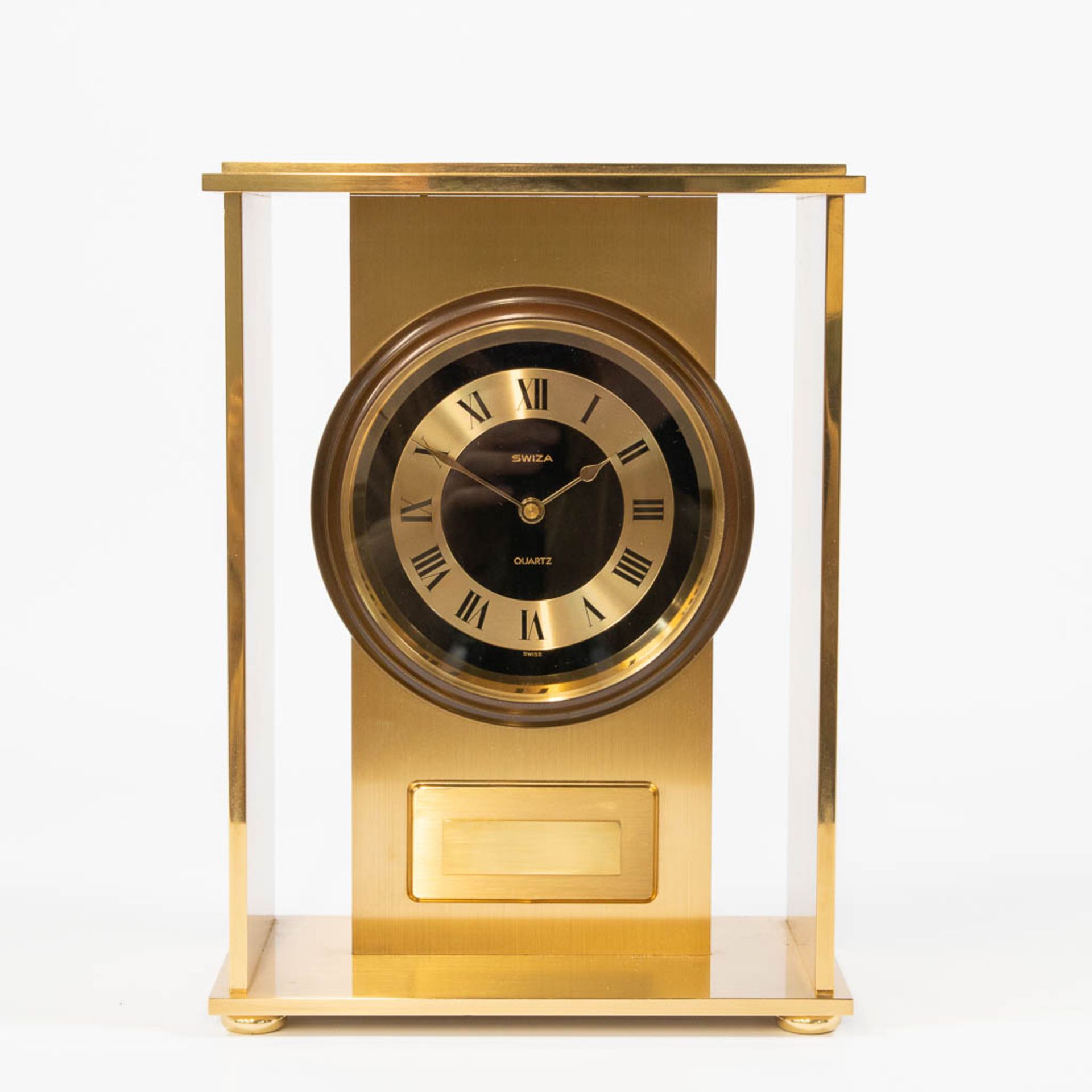 A Swiss made Swiza Table clock, made of Brass with a Quartz battery movement - Bild 7 aus 14