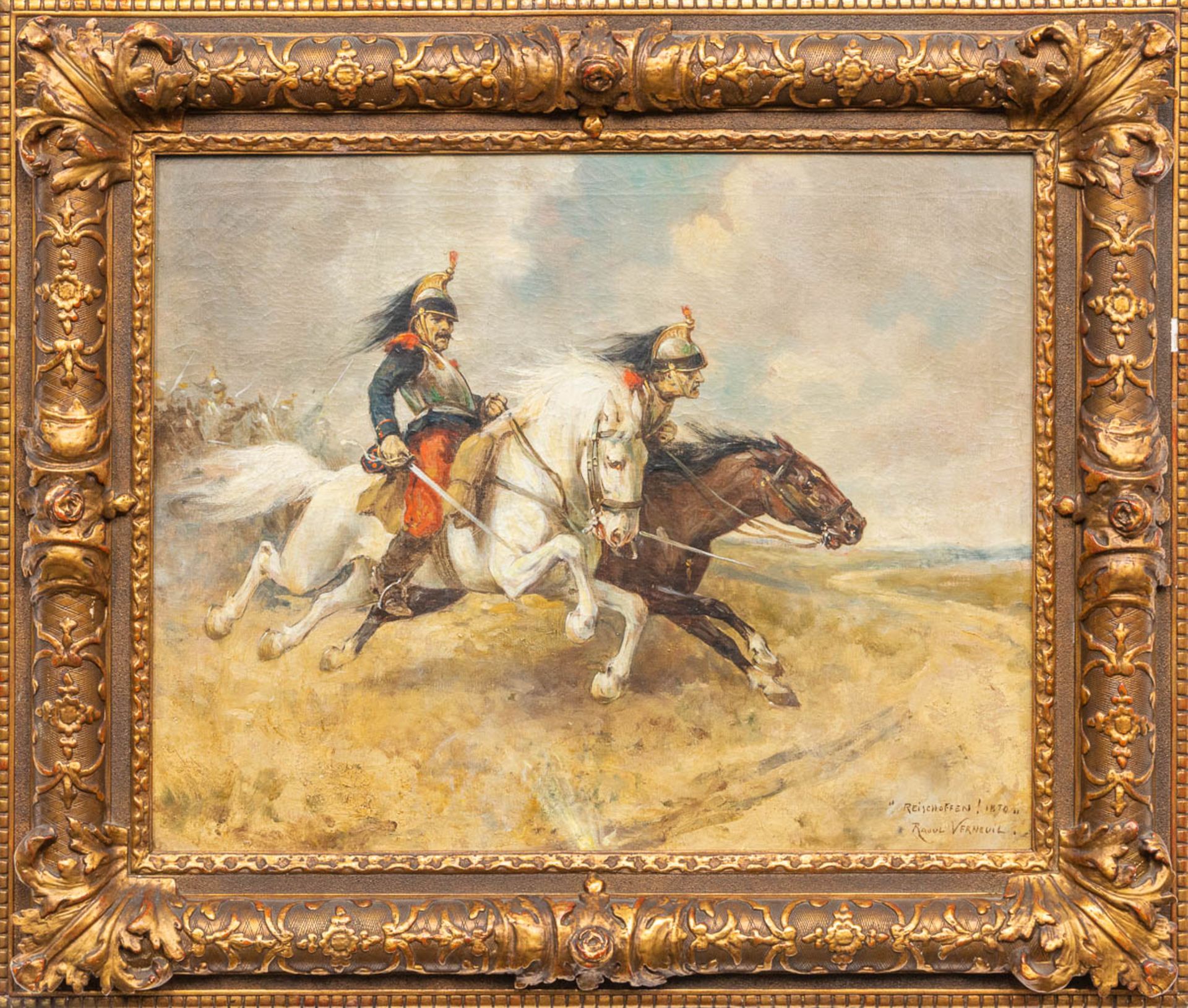 Raoul VERNEUIL (XIX) - painting of the battle of Reischoffen, 1870. Oil on canvas. - Bild 3 aus 5