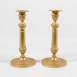 A pair of 19th century candlesticks and a bronze Louis XVI style picture. Made of gilt bronze.