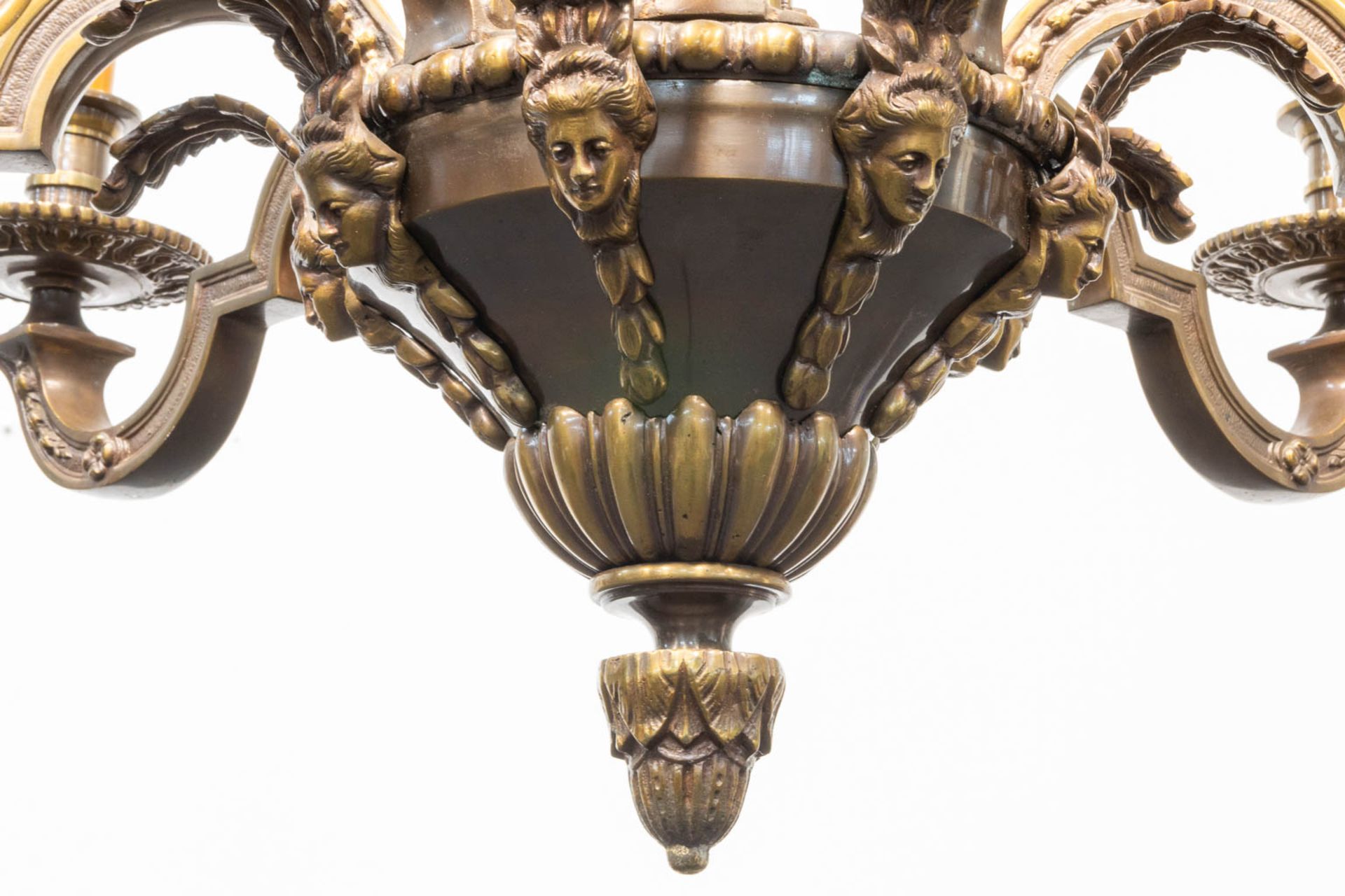 A bronze Mazarin Chandelier with 8 points of light. - Image 7 of 15
