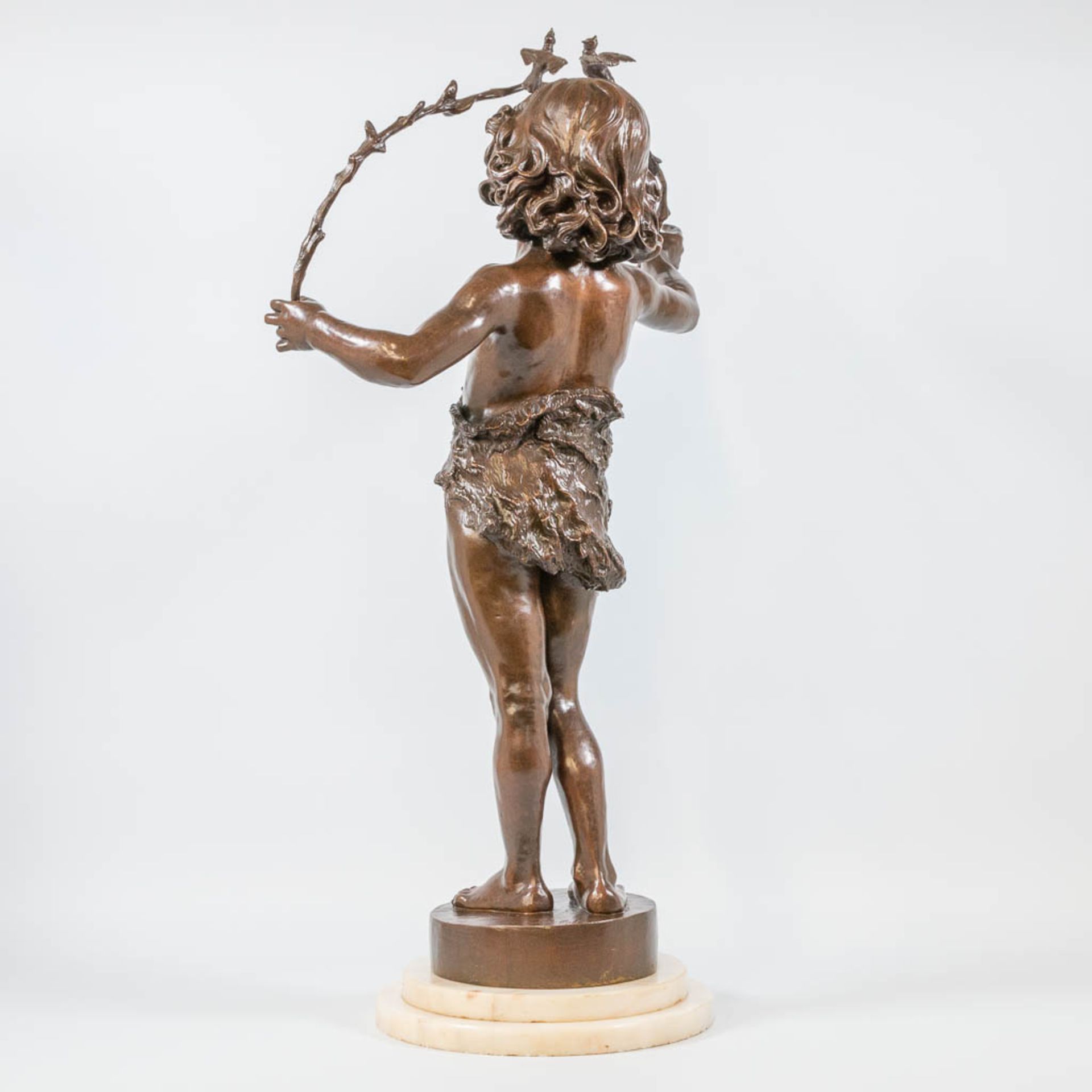 Marcel DEBUT (1865-1933) bronze statue of a boy with a branch and 2 birds. 19th century. - Bild 11 aus 11