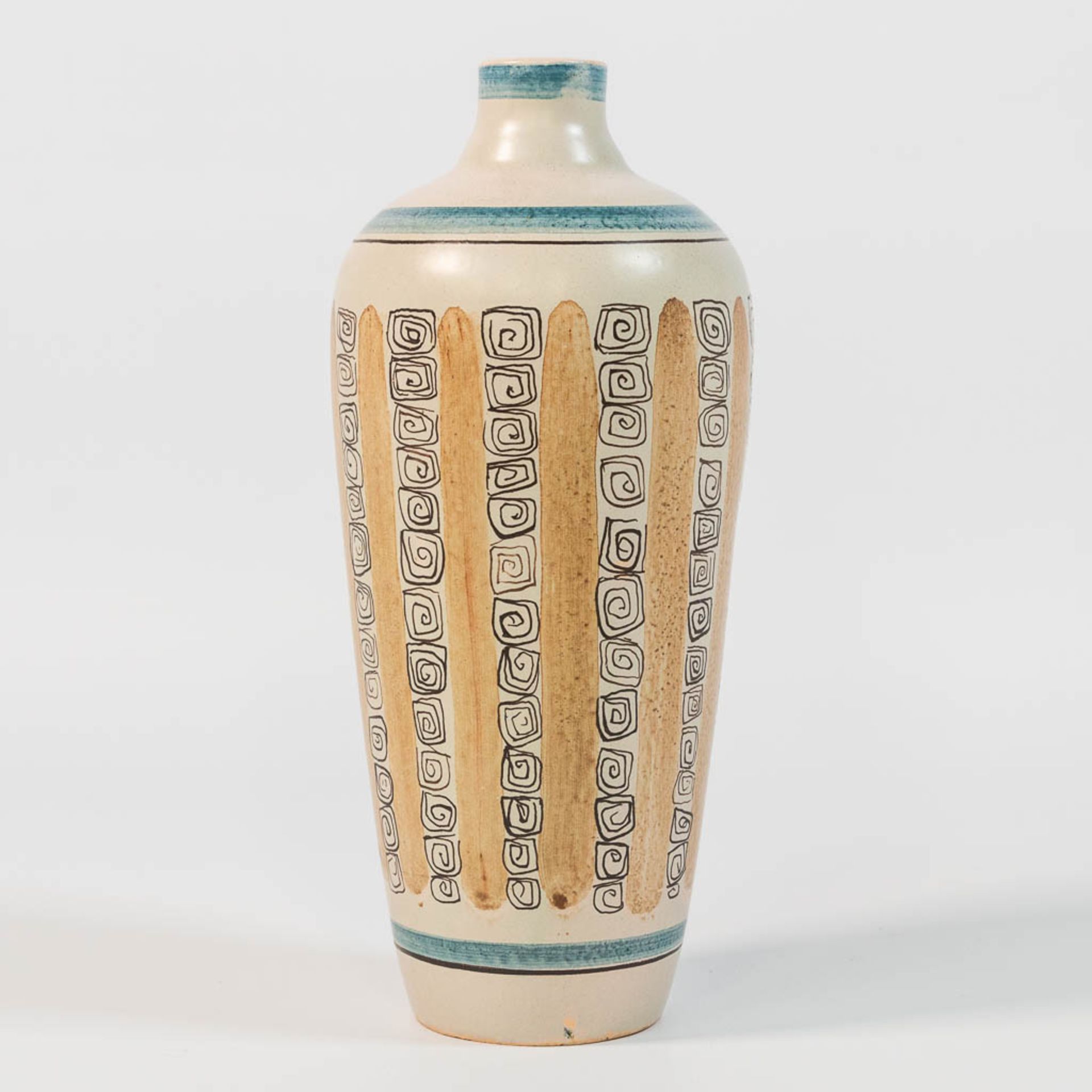 Rogier Joseph VANDEWEGHE (1923-2020) Early Perignem vase with hand-painted decor. 1950-1960. - Image 6 of 8