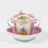 A Tremble Cup with Saucer and Lid, marked AR - Meissen Porcelain