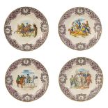 A collection of 4 Boch Frères porcelain plates with images of Napoleon Bonaparte.