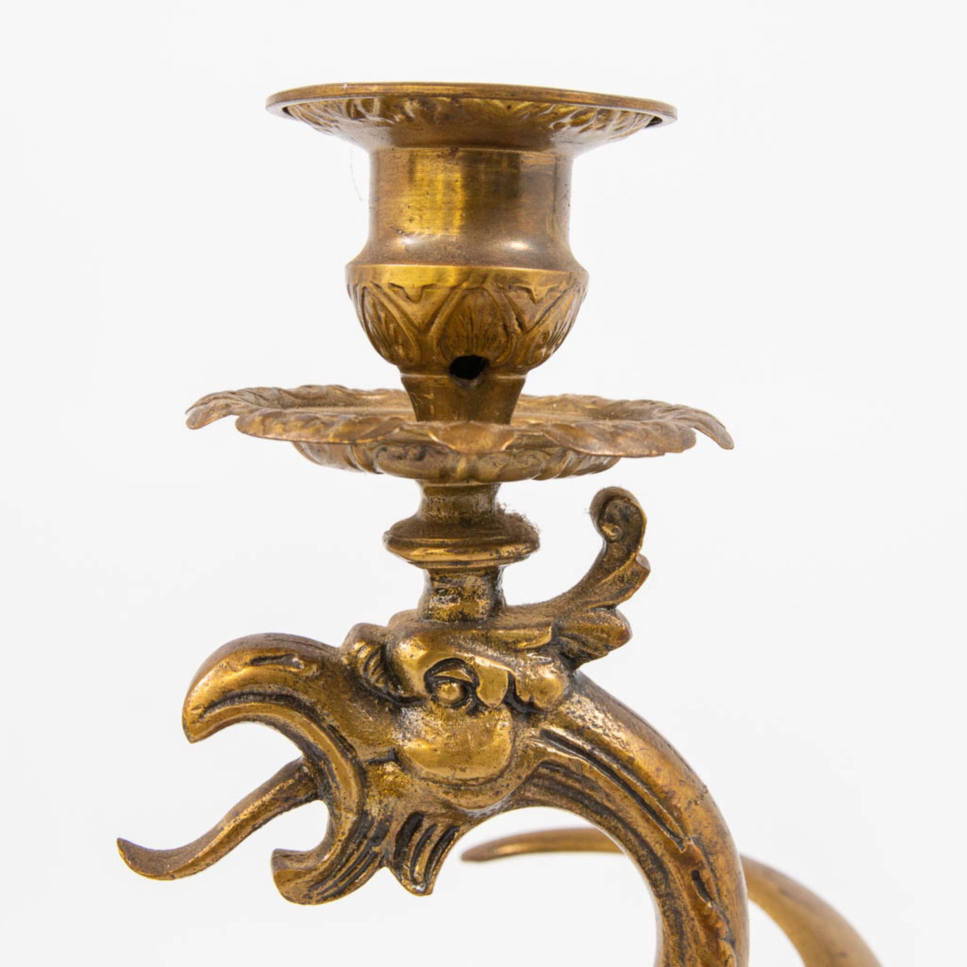 A pair of brass candlesticks in the shape of a dragon with wings. The first half of the 20th centur - Image 7 of 12