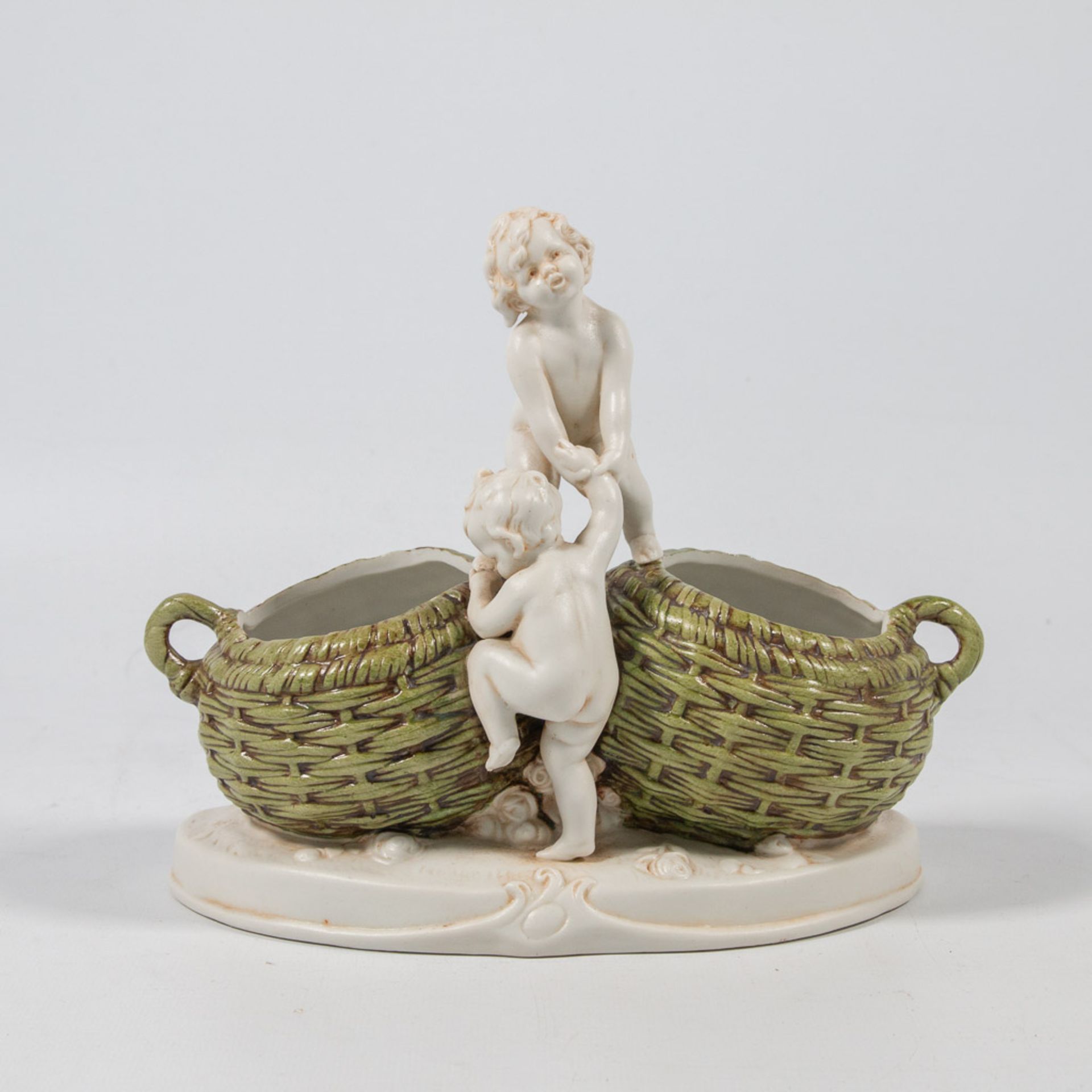Hertwig and Co, Katzhutte, porcelain group of 2 putti