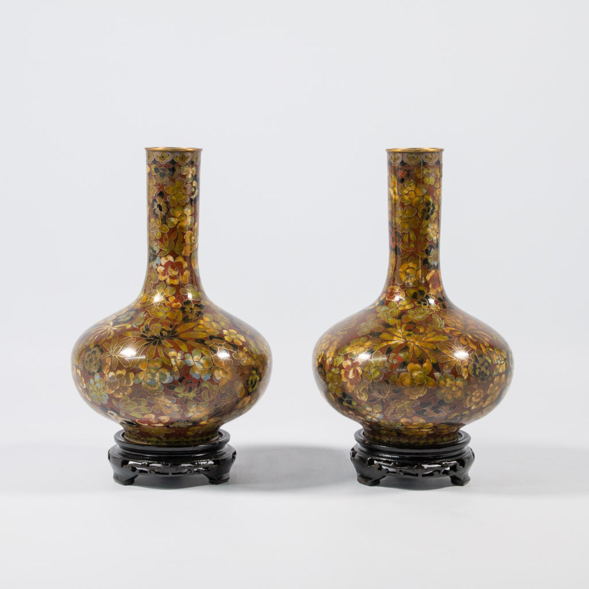 A pair of cloisonné vases