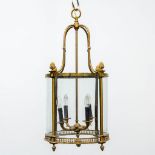 A bronze and curved glass Empire style hall light with 4 points of light. First half of 20th century