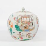 A ginger jar in chinese Porcelain, decor of playing children.