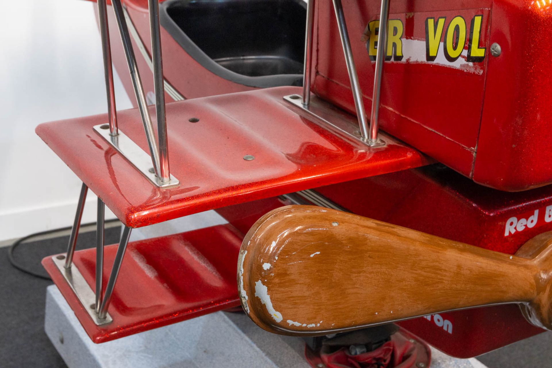 A vintage coin-operated ride, in the shape of a triplane 'Red Baron' airplane with propellor and vid - Image 11 of 26