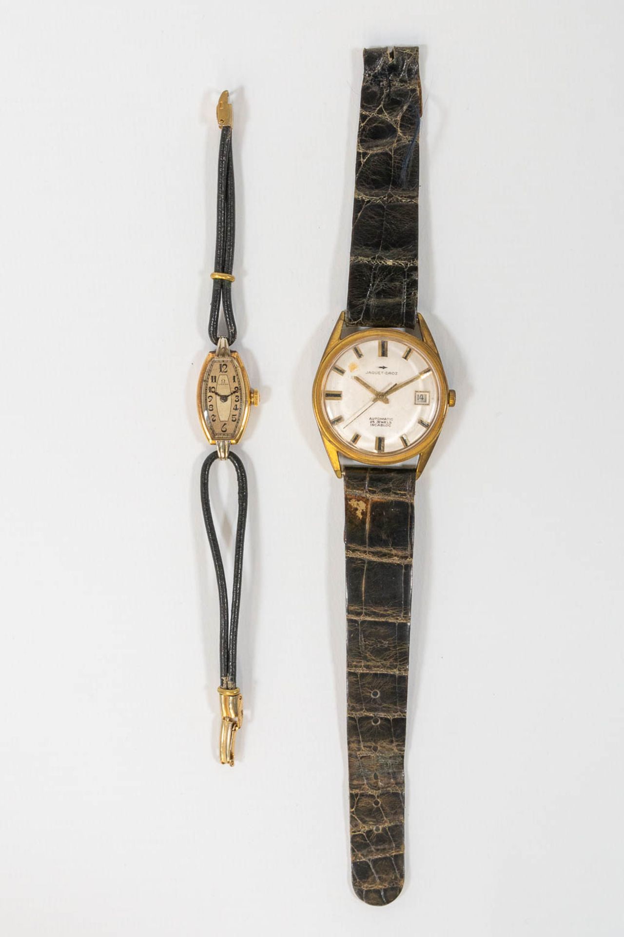 A collection of 2 wristwatches: Omega antique woman's 18kt gold and Jaqcuet Droz vintage watch. - Bild 4 aus 10