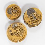 A collection of 3 pocket watch movements, 18th century. 1 marked 'Lepine' à Paris.
