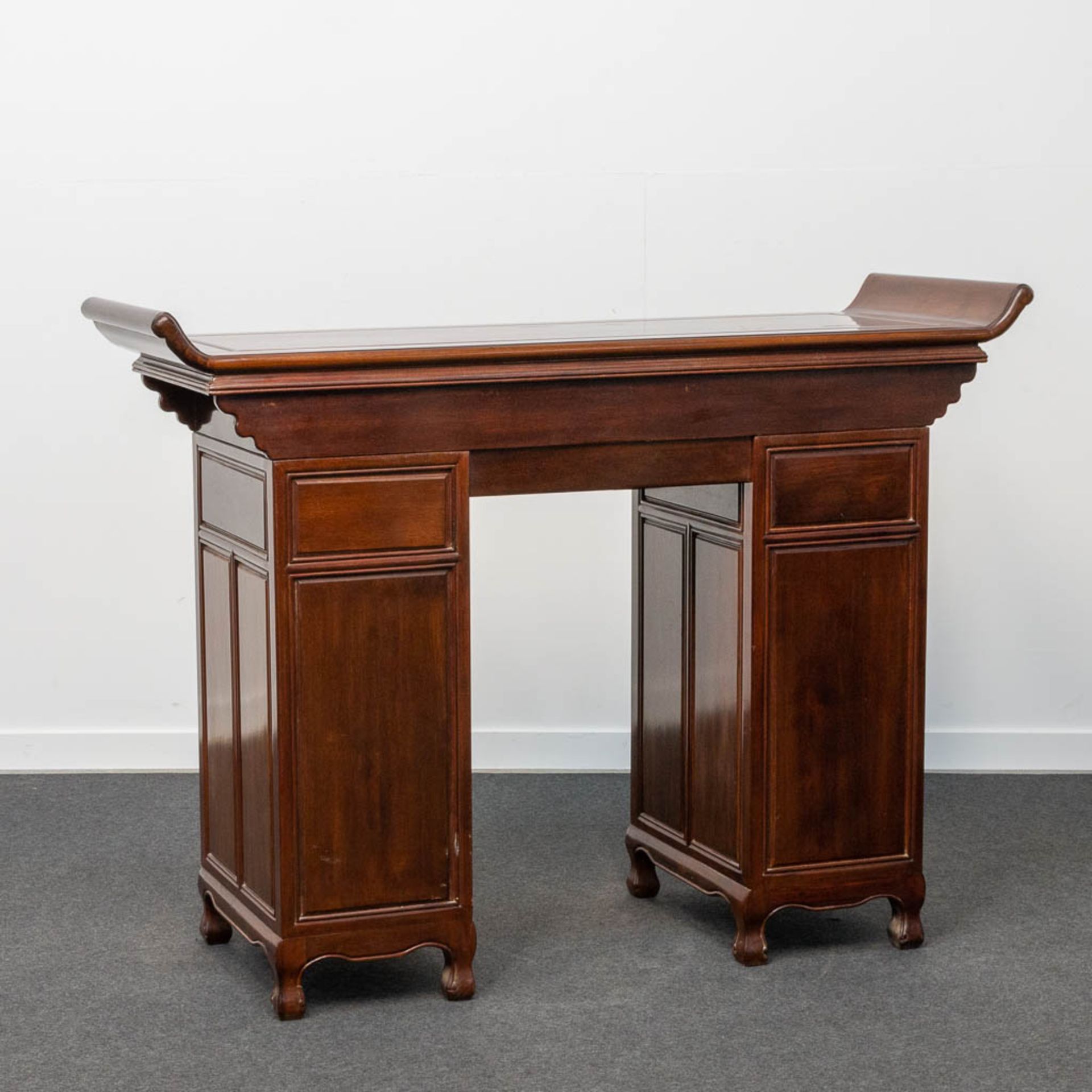 A Chinese hardwood Scroll Desk - Image 6 of 23