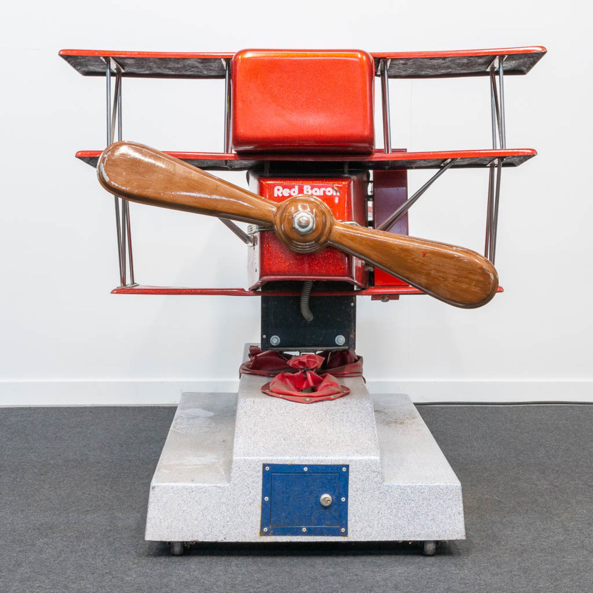 A vintage coin-operated ride, in the shape of a triplane 'Red Baron' airplane with propellor and vid - Image 2 of 26