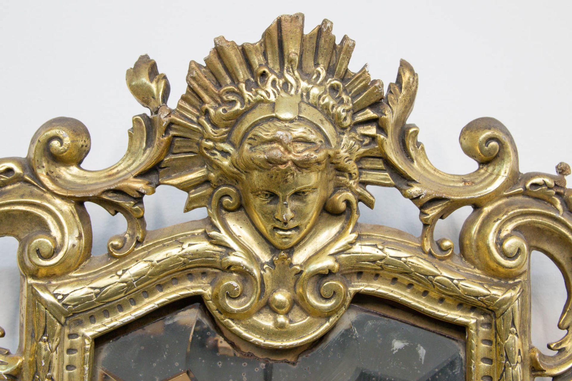 A mirror in Louis XV style, made of gold plated stuco. - Image 7 of 8