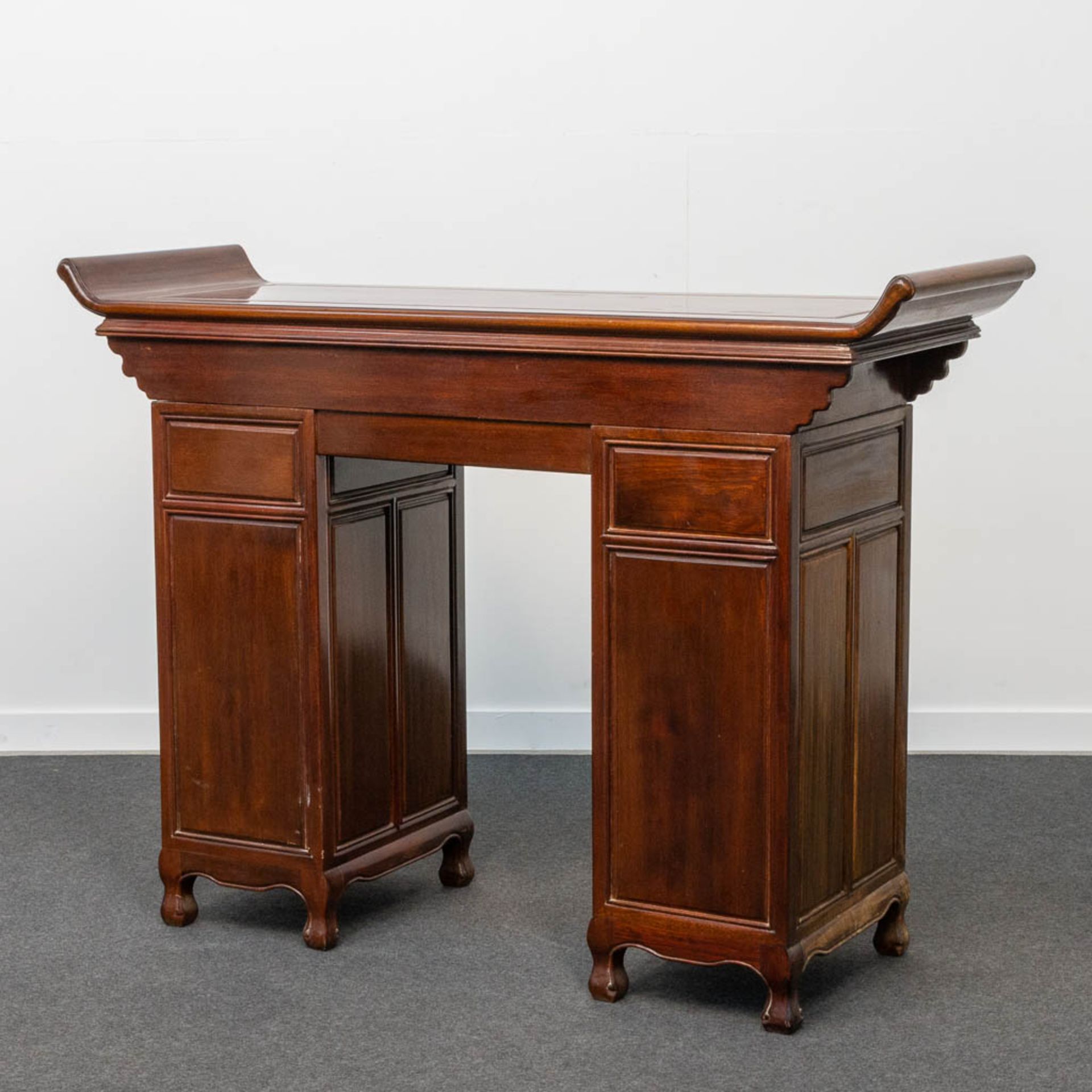 A Chinese hardwood Scroll Desk - Image 7 of 23