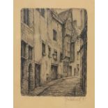 Paul DELVAUX (1897-1994) Bruxelles street view, etching.