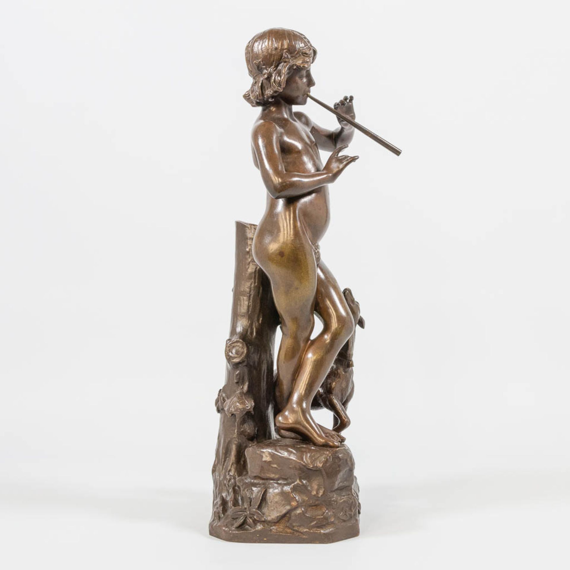 Joaquim ANGLES CANE (1859-c.1911) 'Idylle', a bronze statue, a man with a flute and goat - Bild 3 aus 19