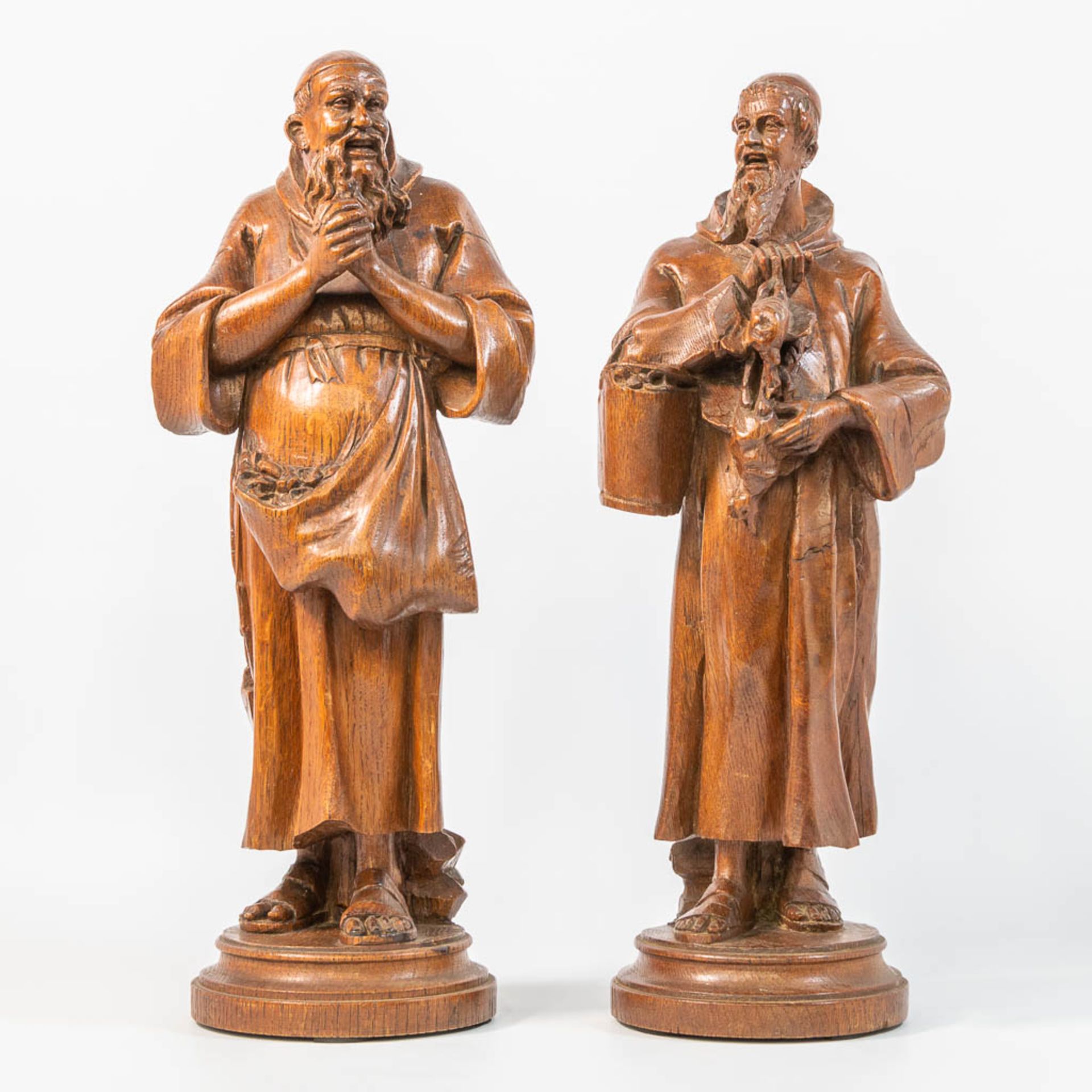 A pair of wood sculptures, 19th century.